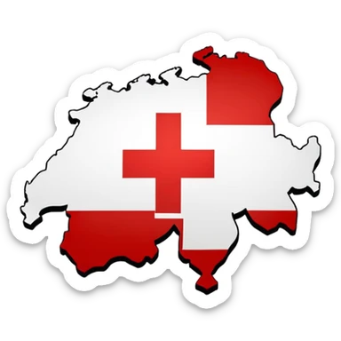 Swiss flag design, but in the shape of the outline / silhouette of the Switzerland map sticker