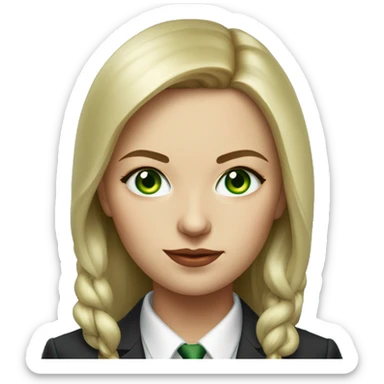 Russian woman with green eyes full length in suit photorealistic serious sticker