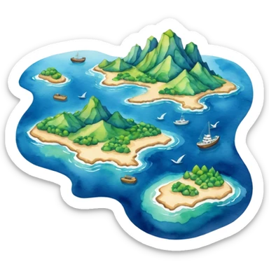 modern sea map with islands sticker