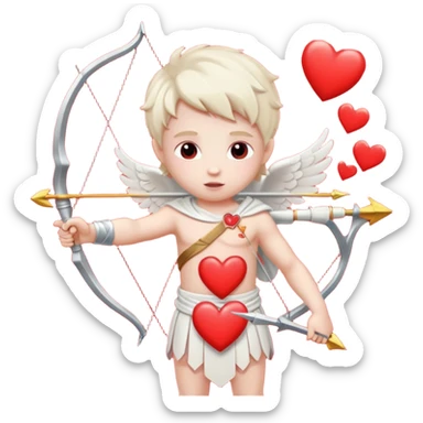 Cupid with his magical bow and arrow shooting love hearts sticker