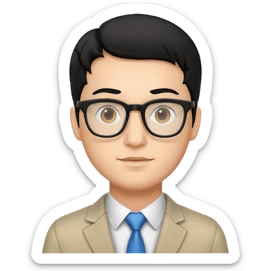 a handsome IT professional with balck hair and glasses sticker