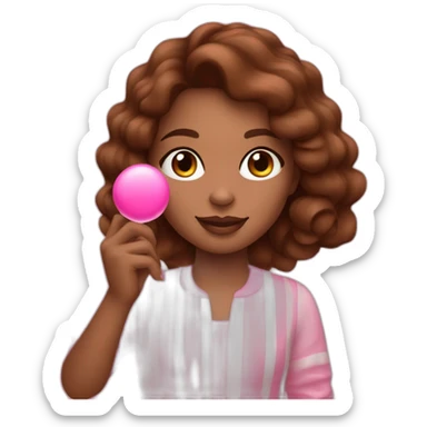 brown-haired girl holding pink payot cosmetics in her hand sticker