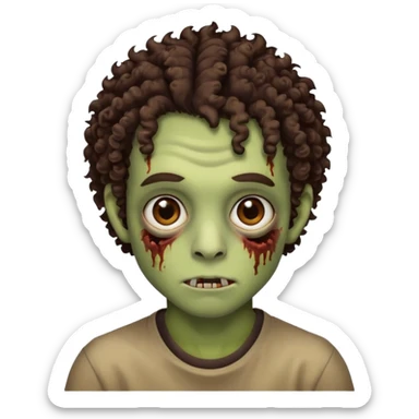 это должен быть юноша, глаза цвета хамелион, но более коричневые, выглядит как зомби и еще кудрявые волосы темно коричневого цвета sticker