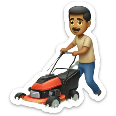 Hispanic man mowing grass sticker