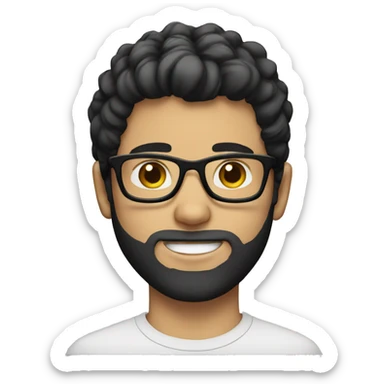 young white guy with dark hear in glasses sticker