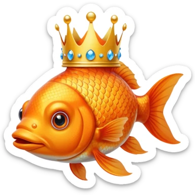 goldfish wearing a crown sticker