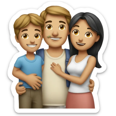 familia con papá,mamá,hija e hijo blancos sticker