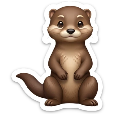 cinematic-noble [otter]-realistic-full-body-sitting-emoji,-tail-tucked-close,-head-tilted-dramatically,-sleek-[brown]-fur,-simplified-yet-realistic-focused-features,-highly-detailed,-glowing-with-an-almost-sarcastic-glow  expressive eyes sticker