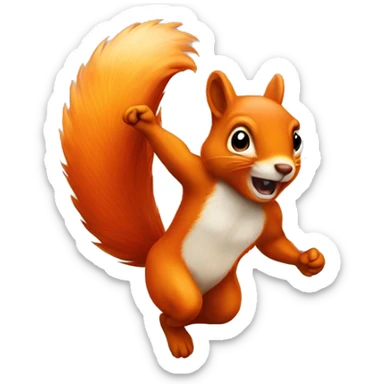 jumping orange burnt squirrel sticker