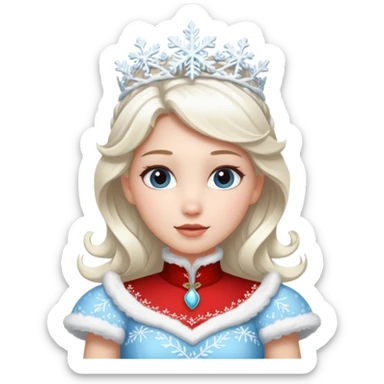 snow princess wearing snow chirsmas clothes looking at the front sticker