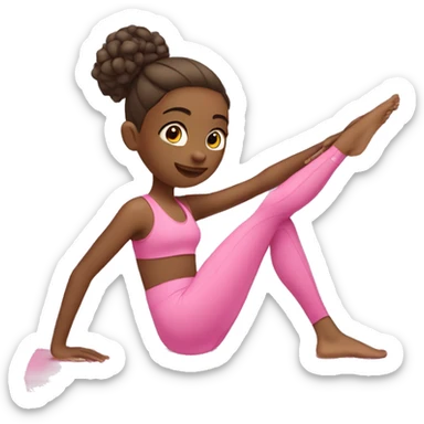 Girl in pink sport clothes doing Pilates  sticker