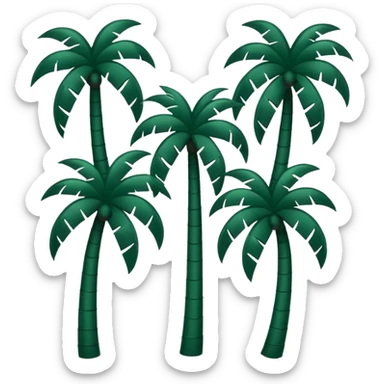 dark green palm trees on white sea background, minimalism, no emojis or faces sticker