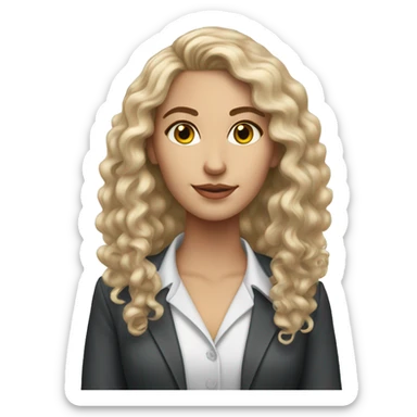 white girl with long semi curly hair with hoop earrings in a corporate attire sticker