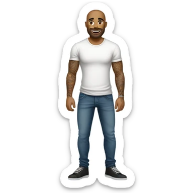 Hyper Realistic handsome tattooed man wearing jeans and tshirt sticker