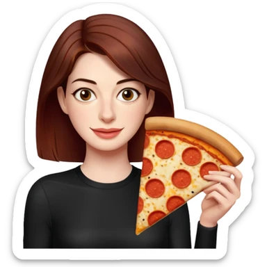 Anne Hathaway with pizza sticker