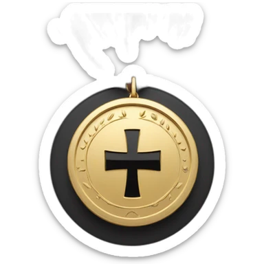 1 Gold with black and red accents cross medal sticker