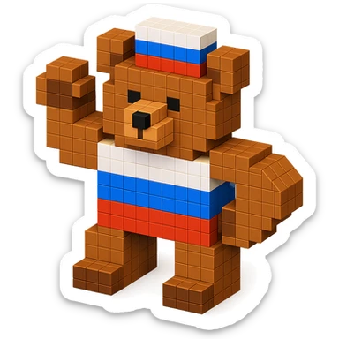 Russian grizzly bear in a patriotic pose sticker