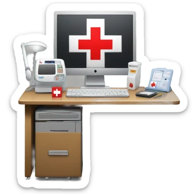 NURSE OFFICE DESK WITH AMERICAN RED CROSS & STETHASCOPE sticker