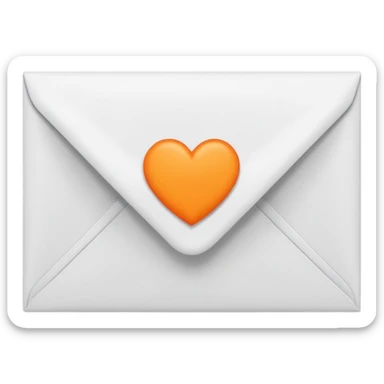 white envelop with small orange heart inside sticker
