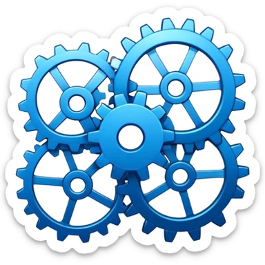 gear icon with interconnected nodes forming a workflow pattern sticker