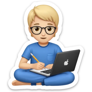 Cute boy programmer with notebook sticker