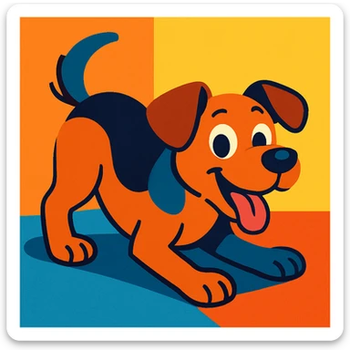 playful dog, vibrant toon cartoon style sticker