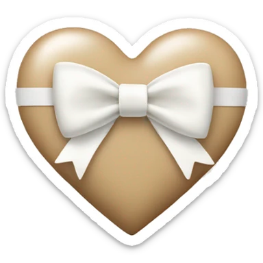 beige heart with white bow sticker