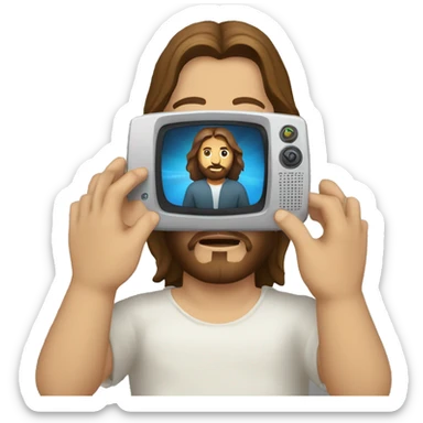 Jesus con un control remoto de tv  en la mano sticker