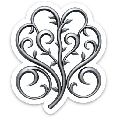 Black and silver filigree vine design, 3D, extremely detailed design sticker