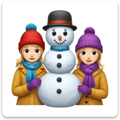 people making a snowman sticker