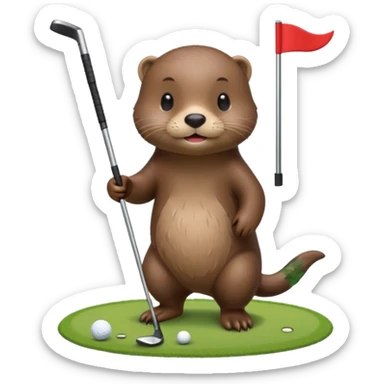 Cute Otter golfing sticker