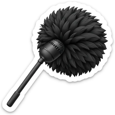 boom fluffy microphone with stick sticker