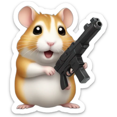hamster with gun sticker