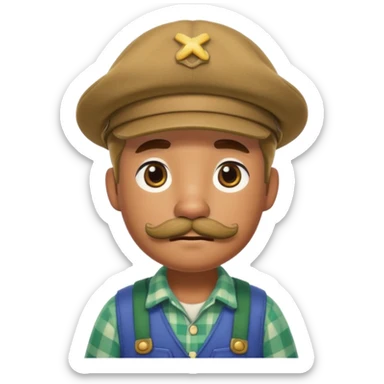 Animal crossing character, famer with a beret and a mustache  sticker
