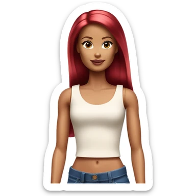 Tan Barbie with dark red hair  sticker