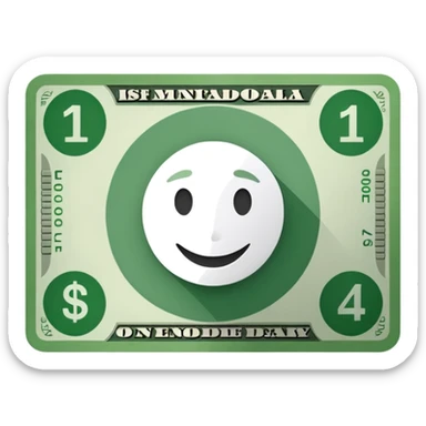 one 14 dollar bill flat ios emoji style version sticker