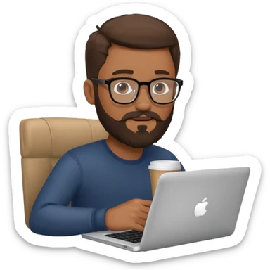 Man beard glasses MacBook coffee sticker