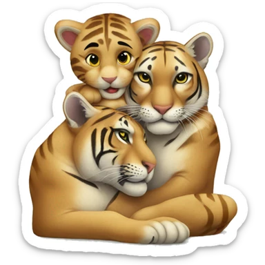 A puma and a tiger cuddling  sticker