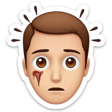 Person with mental breakdown with a tick in the eye sticker