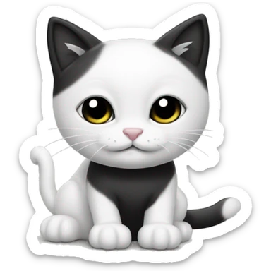 gatito blanco y negro con una flor sticker