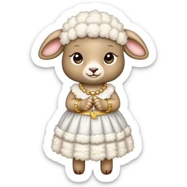 Lamb wearing dress with bracelet  sticker