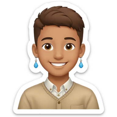 smiling boy with earrings indoors sticker