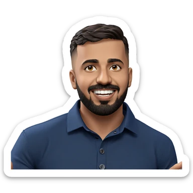 smiling boy with beard sticker