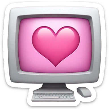 Pink computer with a little heart in the middle  sticker