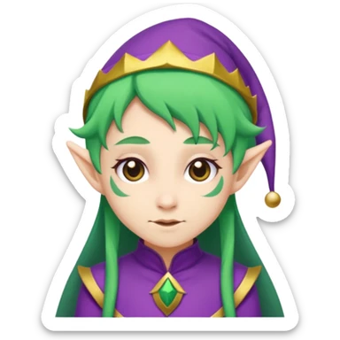 green hair elves, wearing purple  sticker