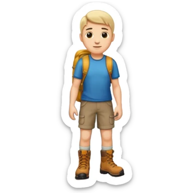 apple style emoji of a man standing on a mountain, the mountain is under his feet sticker