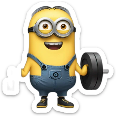 minion Lifting weights  laughs a lot  sticker