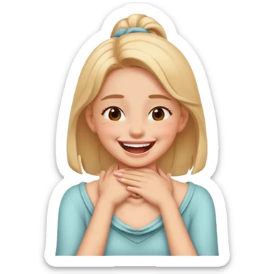 Girl putting her hands on her neck and laughing  sticker