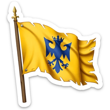 medieval war torn ripped banner yellow heraldry flag blowing in wind sticker