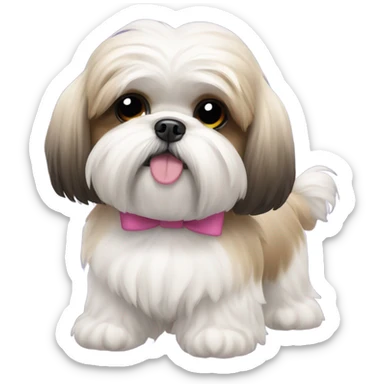 White and tan shih tzu sticker